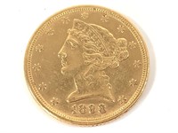 1898 $5 Gold Half Eagle