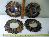 4 Matching 9" Framed Mirrors