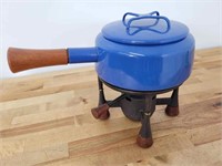 Mid-Century Modern Blue Fondue Pot