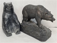 Metal Black Bear And Metal Grizzly Bear Bookend
