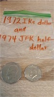 1972 Ike Dollar & 1974 JFK Half Dollar