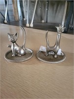 Vintage Silver Plate Cat and Giraffe Ring Holder