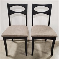 (BC) Pair of Gray Upholstered Seat Dining Chairs,