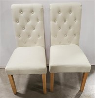 (BC) Pair of Cream Upholstered High Back Dining