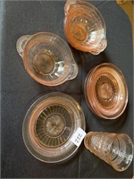 Anchor Hocking Pink Depression Glass - 4 saucers,