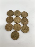10 Presidential dollar coins