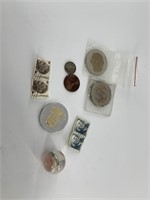 Lot with: an acid stripped US quarter from a scien