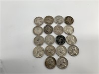 18 Silver quarters: 16 US pre-1965 and 1 Canadian