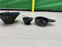 Cast Iron Candle holder and mini Coal buckets