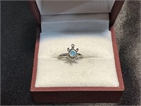 Silver and Turquoise Turtle Toe Ring Sz 2.5