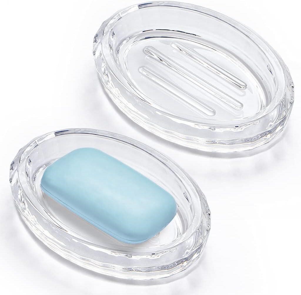 MDLUU 2-Pack Glass Soap Dish  Sponge Holder