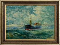 M. O'Donnell "S.S. Largs Bay" Oil on Board