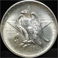 1936 Texas Centennial Silver Half Dollar Gem BU