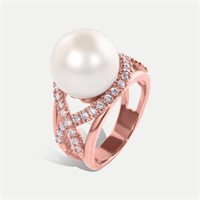 14K ROSE GOLD 1.00CT DIAMOND & PEARL RING