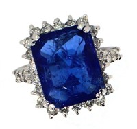 14k Gold 10.61 ct Radiant Tanzanite & Diamond Ring