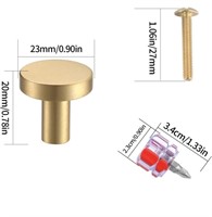 ( New ) 5 Pcs Brushed Brass Cabinet Knobs, 0.9