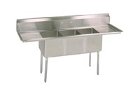 STAINLESS STEEL 3 COMPARTMENT ECONOMY SINK DUAL