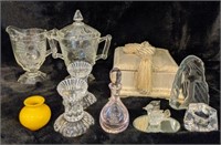 Lot of glassware and padded jewelry box