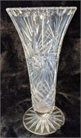Crystal vase, measures 10" tall with a diameter