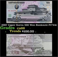 2007 Upper Korea 500 Won Banknote P#?44c Grades Ge