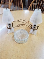 BEAUTIFUL SMALL GLASS BEDSIDE LAMPS & CANDYJAR