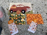 Fall decor rug, placemats, towels