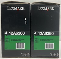 2 Lexmark Black Toner Cartridges 12A6360