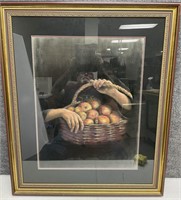 Framed Print with Basket of  Apples