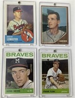 (4) 1962-65 Milwaukee Brewers Autographed Cards