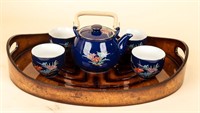 Vintage Cobalt Blue Japanese Style Tea Set