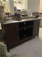 Wooden tv stand with 2 cabinets