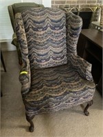 Blue pattern wing back funriture chair