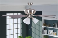 $85  Harbor Breeze 52-in LED Fan, Brushed Nickel