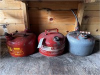 (3) Vintage Galvanized Gas Cans