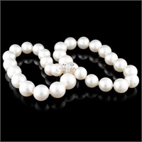 18K Gold Necklace with 14-16MM Pearl Clasp