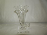 Mid Century Signed Steuben Glass Cornucopia Vase