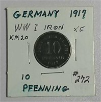 1917  German  10 Pfenning  XF    Iron