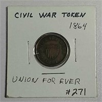 1864  Civil War Token    Union for Ever