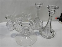 2 sets of crystal candle holders