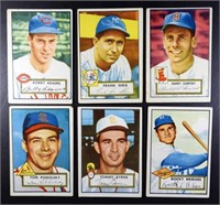 (6) 1952 TOPPS BASEBALL CARDS #239, #241