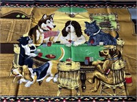 CLASSIC DOGS PLAYING POKER WALL HANGING, 76" W