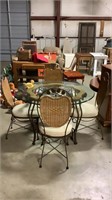 Iron and glass table and chairs
