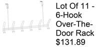 New Lot Of 11 - 6-Hook Over-The-Door Rack