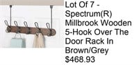 New Lot Of 7 - Spectrum(R) Millbrook Wooden 5-Hook