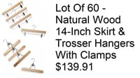 New Lot Of 60 - Natural Wood 14-Inch Skirt & Tross