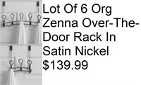 New Lot Of 6 Org Zenna Over-The-Door Rack In Satin