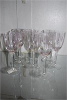 Set of 8 crystal wine glasses with fine pink