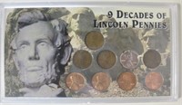 9 Decades of Lincoln Pennies