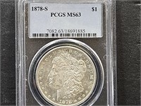 1878 - S MS63 Graded Morgan Silver Dollar
