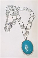 Joan Rivers Silver Loop Faux Turquoise Necklace
